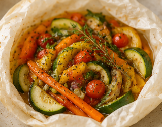 Papillote de légumes du jardin